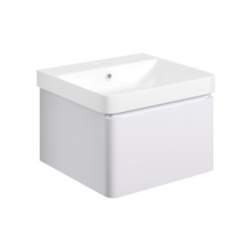 Cosmo 500mm Wall Hung 1 Drawer Basin Unit & Basin - Matt Whi