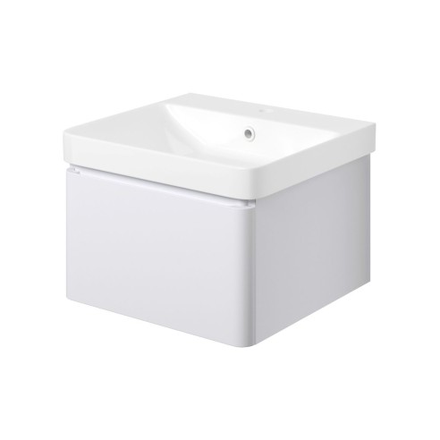Cosmo 500mm Wall Hung 1 Drawer Basin Unit & Basin - Matt Whi
