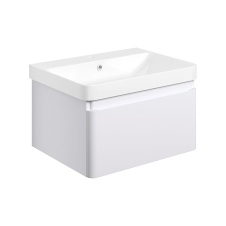 Cosmo 605mm Wall Hung 1 Drawer Basin Unit & Basin - Matt Whi
