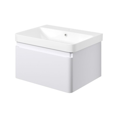 Cosmo 605mm Wall Hung 1 Drawer Basin Unit & Basin - Matt Whi 2