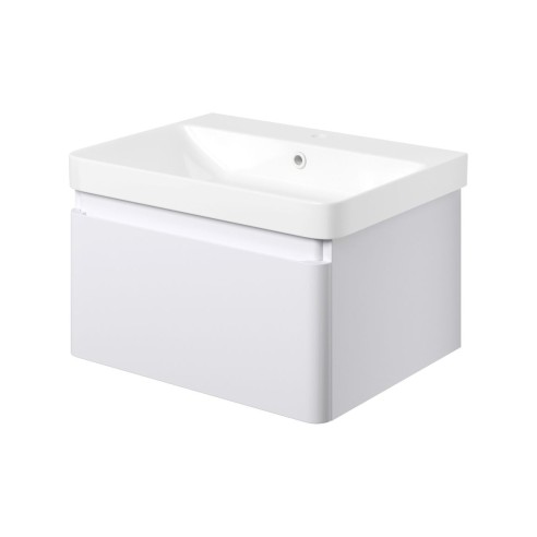 Cosmo 605mm Wall Hung 1 Drawer Basin Unit & Basin - Matt Whi