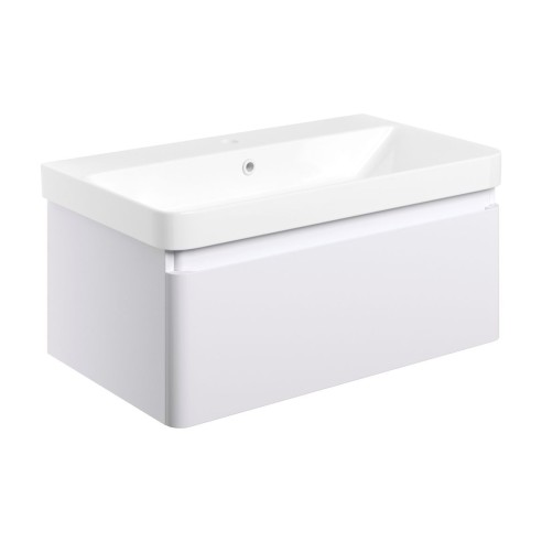 Cosmo 805mm Wall Hung 1 Drawer Basin Unit & Basin - Matt Whi