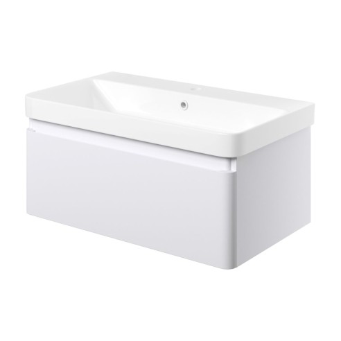 Cosmo 805mm Wall Hung 1 Drawer Basin Unit & Basin - Matt Whi