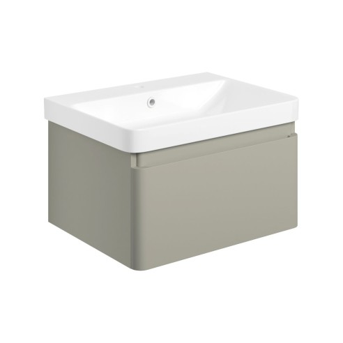 Cosmo 605mm Wall Hung 1 Drawer Basin Unit & Basin - Matt Lat