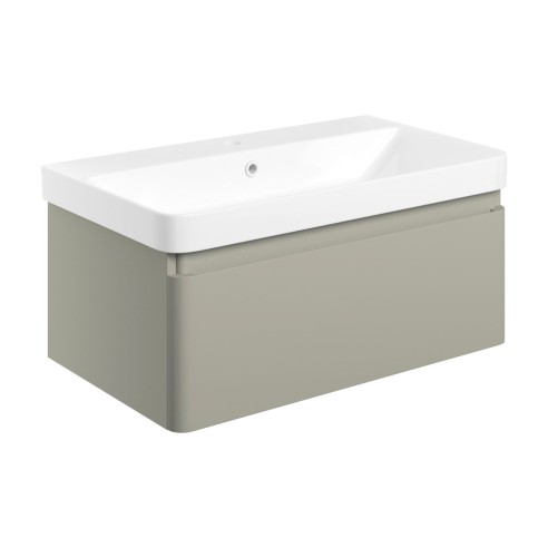 Cosmo 805mm Wall Hung 1 Drawer Basin Unit & Basin - Matt Lat