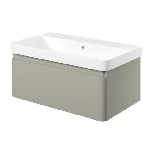 Cosmo 805mm Wall Hung 1 Drawer Basin Unit & Basin - Matt Lat