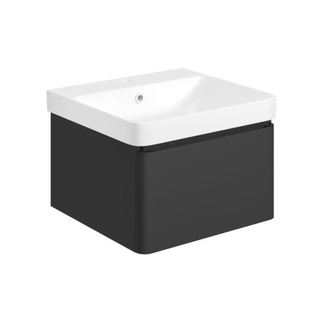 Cosmo 500mm Wall Hung 1 Drawer Basin Unit & Basin - Matt Bla