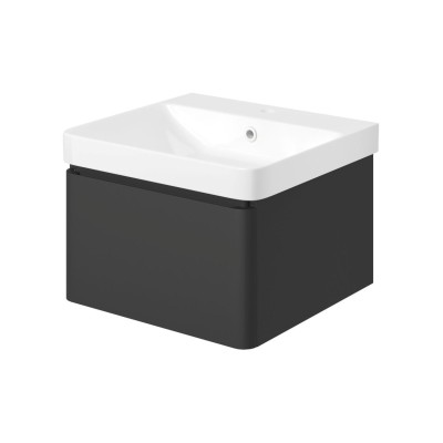 Cosmo 500mm Wall Hung 1 Drawer Basin Unit & Basin - Matt Bla 2