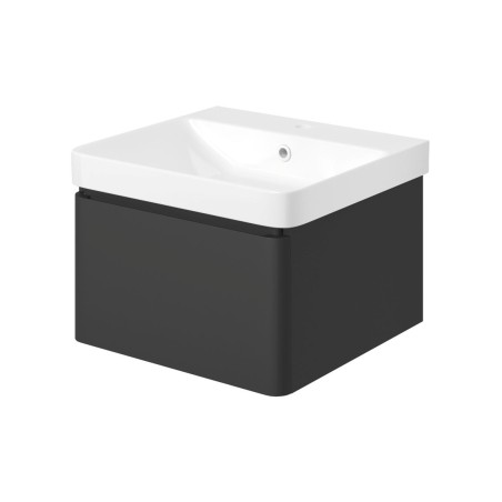 Cosmo 500mm Wall Hung 1 Drawer Basin Unit & Basin - Matt Bla