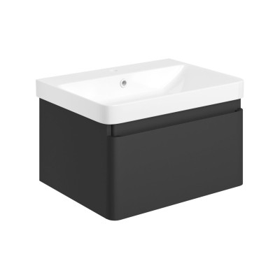 Cosmo 605mm Wall Hung 1 Drawer Basin Unit & Basin - Matt Bla