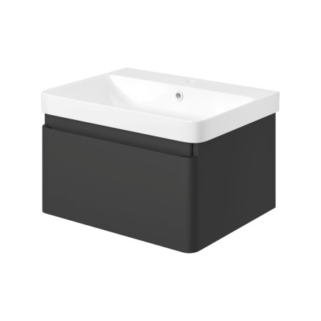 Cosmo 605mm Wall Hung 1 Drawer Basin Unit & Basin - Matt Bla
