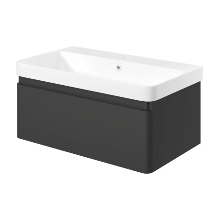 Cosmo 805mm Wall Hung 1 Drawer Basin Unit & Basin - Matt Bla