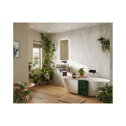 Abode Tableau 600mm Basin Shelf & Brackets - Pebble Grey | V