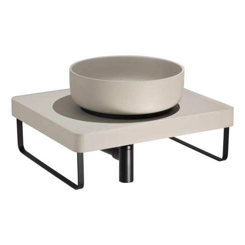 Abode Tableau/Cava Shelf & Round Basin Set - Pebble Grey w/M