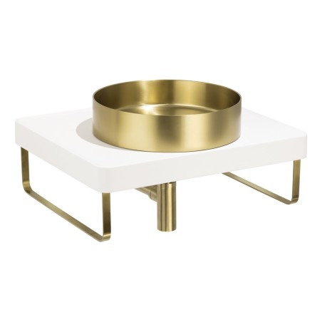 Abode Tableau/Iox Shelf & Round Basin Set - Chalk White w/Br