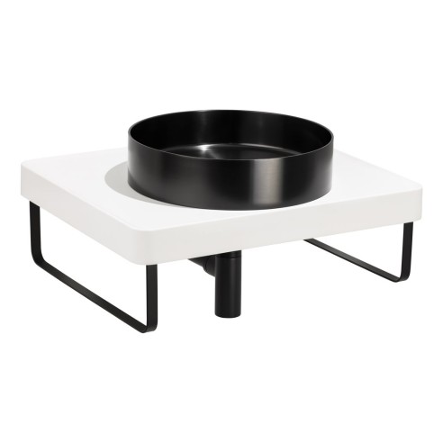 Abode Tableau/Iox Shelf & Round Basin Set - Chalk White w/Ma