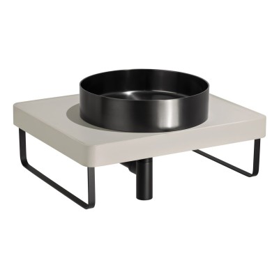 Abode Tableau/Iox Shelf & Round Basin Set - Pebble Grey w/Ma