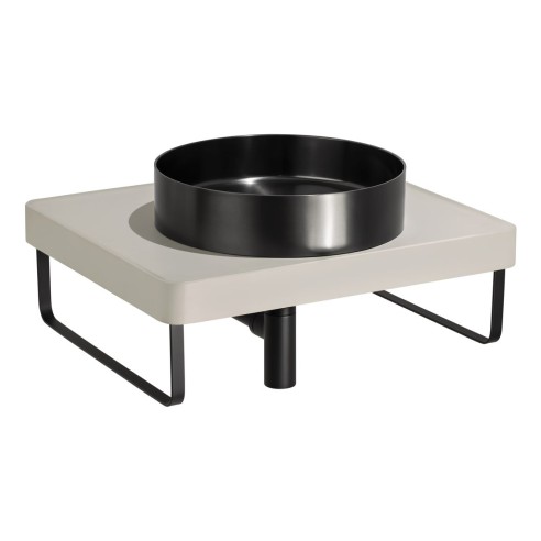 Abode Tableau/Iox Shelf & Round Basin Set - Pebble Grey w/Ma