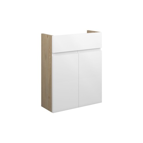 Bau 500mm Slim Basin Unit - White Gloss (Oak Cab) | Vanity U
