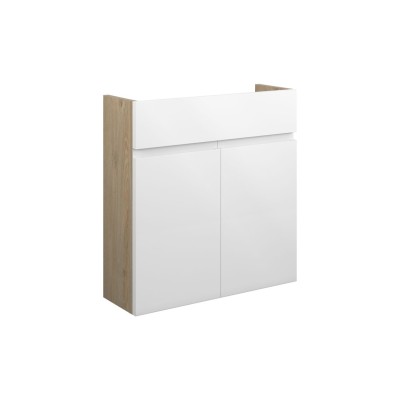 Bau 600mm Slim Basin Unit - White Gloss (Oak Cab) | Vanity U