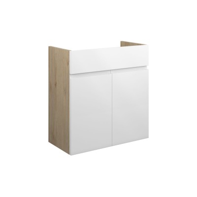 Bau 600mm Standard Basin Unit - White Gloss (Oak Cab) | Vani