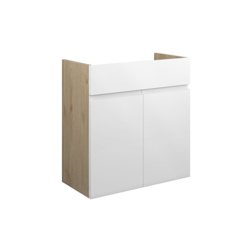 Bau 600mm Standard Basin Unit - White Gloss (Oak Cab) | Vani