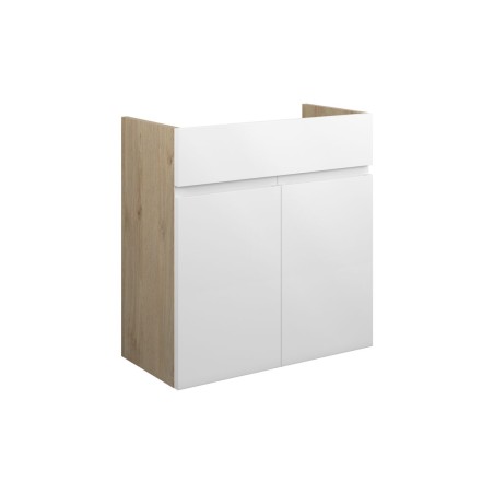 Bau 600mm Standard Basin Unit - White Gloss (Oak Cab) | Vani