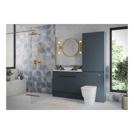 Bau 600mm Slim Basin Unit - Matt Arley Blue (Oak Cab) | Vani