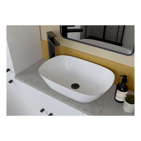 Envio 500mm Slim Basin Unit - White Gloss (Grey Cab) | Vanit