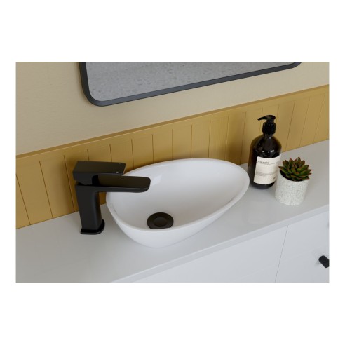 Envio 500mm Standard Basin Unit - White Gloss (Oak Cab) | Va
