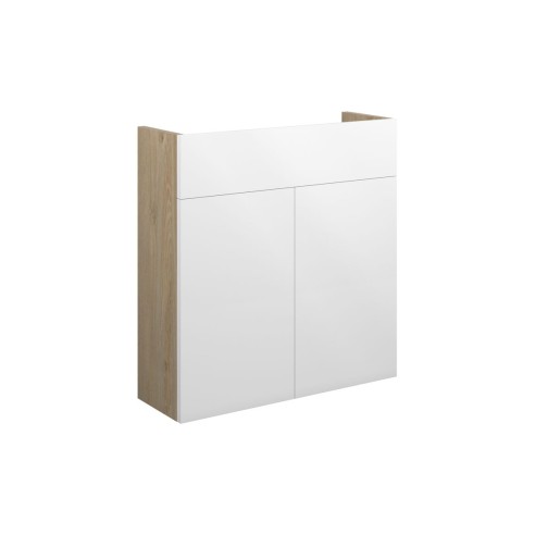 Envio 600mm Slim Basin Unit - White Gloss (Oak Cab) | Vanity