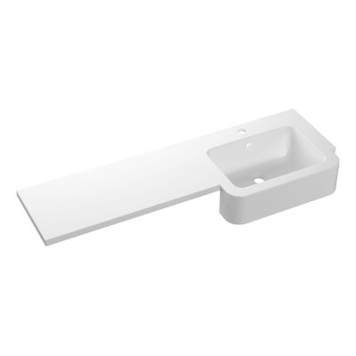 1242mm Standard Square One-Piece Basin & Overflow Ring - Lef