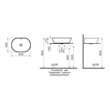 VitrA Geo 545x400mm 0TH Basin w/Overflow - White | Basins |