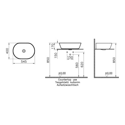 VitrA Geo 545x400mm 0TH Basin (No Overflow) - White | Basins 2