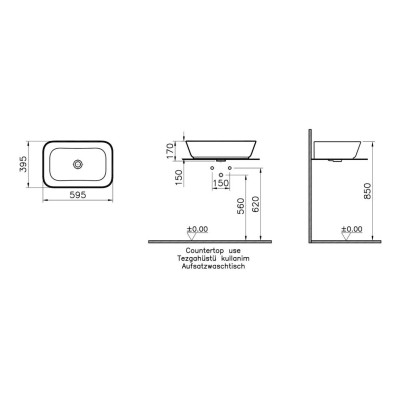 VitrA Geo 600x400mm 0TH Basin (No Overflow) - White | Basins 2