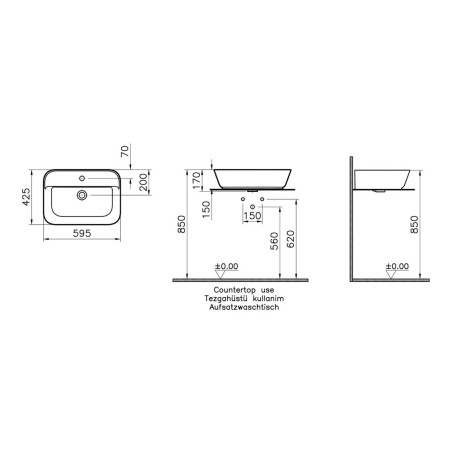 VitrA Geo 600x425mm 1TH Basin w/Overflow - White | Basins |