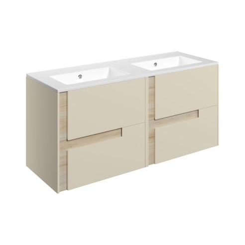 Coimbra 1210mm Wall Hung 4 Drawer Basin Unit & 2TH White Bas
