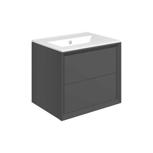 Porto 610mm Wall Hung 2 Drawer Basin Unit & 0TH Thin Edge Ba