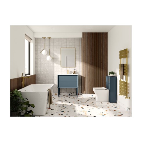 Porto 610mm Wall Hung 2 Drawer Basin Unit & 0TH Thin Edge Ba