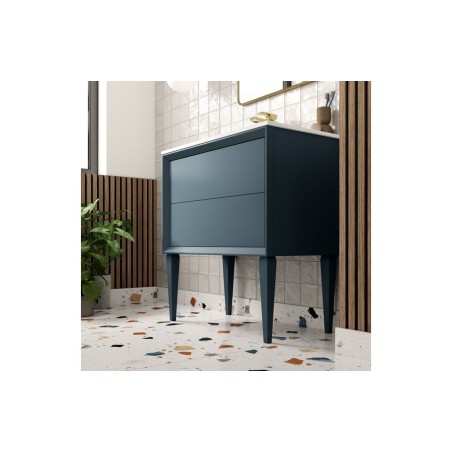 Porto 610mm Wall Hung 2 Drawer Basin Unit & 0TH Thin Edge Ba