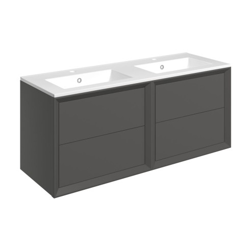 Porto 1210mm Wall Hung 4 Drawer Basin Unit & 2TH Thin Edge B