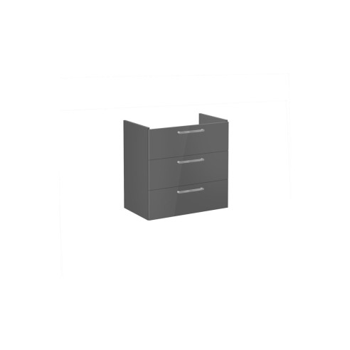 VitrA Root Flat 80cm 3 Drawer Washbasin Unit - Anthracite Hi