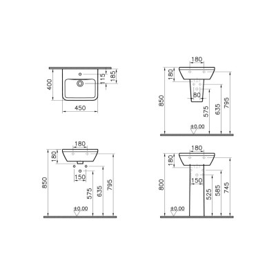 VitrA Integra 445x400mm 1TH Basin w/Overflow - White | Basin 2