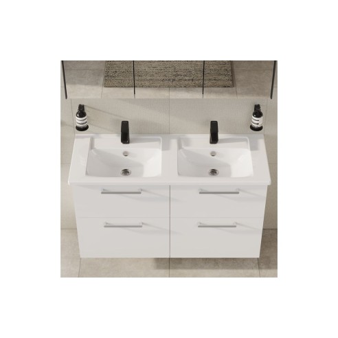 VitrA Root Flat 120cm 4 Drawer Washbasin Unit - High Gloss W