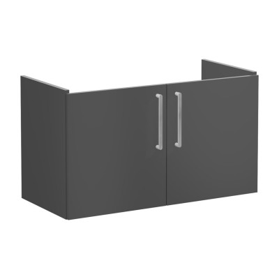 VitrA Root Flat 100cm 2 Door Washbasin Unit - Matt Storm Gre