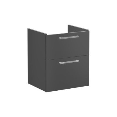 VitrA Root Flat 60cm 2 Drawer Washbasin Unit - Matt Storm Gr
