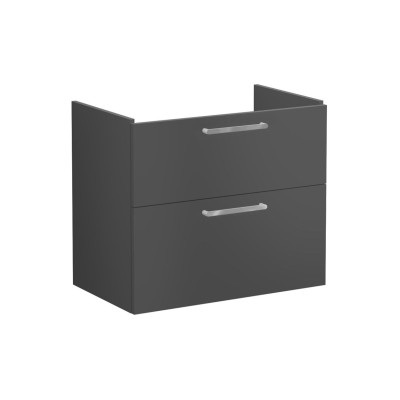 VitrA Root Flat 80cm 2 Drawer Washbasin Unit - Matt Storm Gr