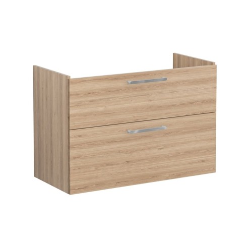 VitrA Root Flat 100cm 2 Drawer Washbasin Unit - Natural Oak