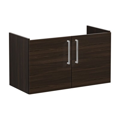 VitrA Root Flat 100cm 2 Door Washbasin Unit - Walnut | Vanit
