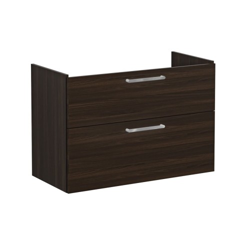 VitrA Root Flat 100cm 2 Drawer Washbasin Unit - Walnut | Van